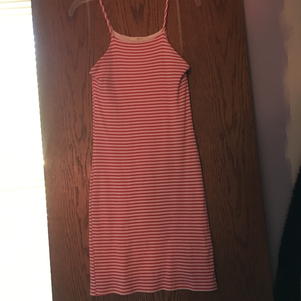 pink and white striped bodycon dress